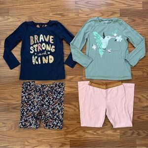 4 Pc Lot Carter’s Girls Size 8 8A Long Sleeve Tops Leggings Floral Bird EUC!